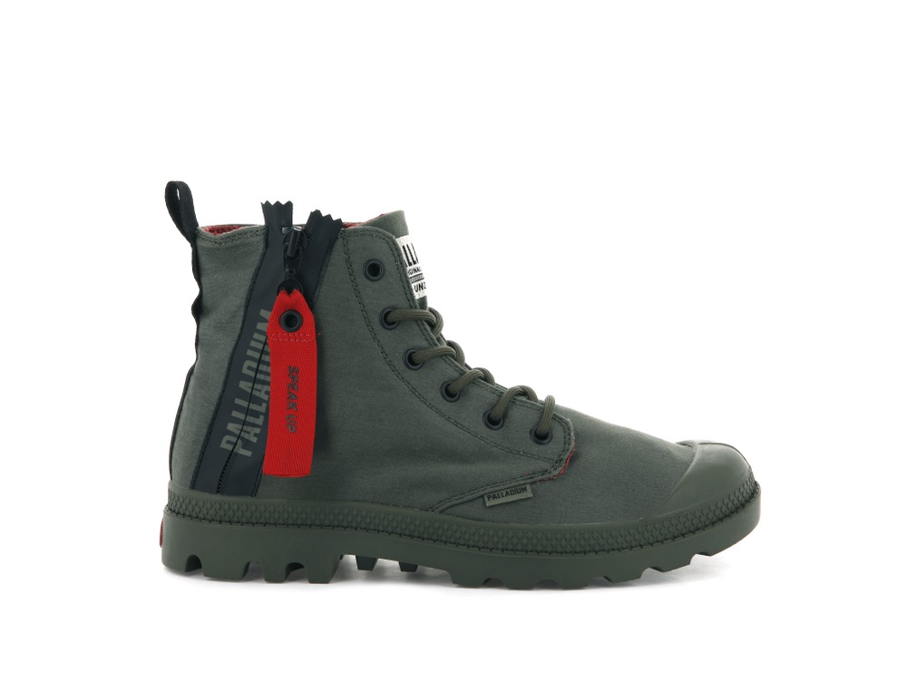 Botas Palladium PAMPA UNZIPPED Hombre Verde Oliva | Costa Rica-68059